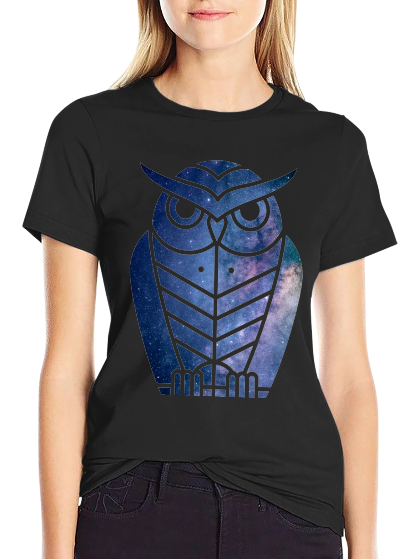 Galaxy Owl T-Shirt - Mens Black Tee