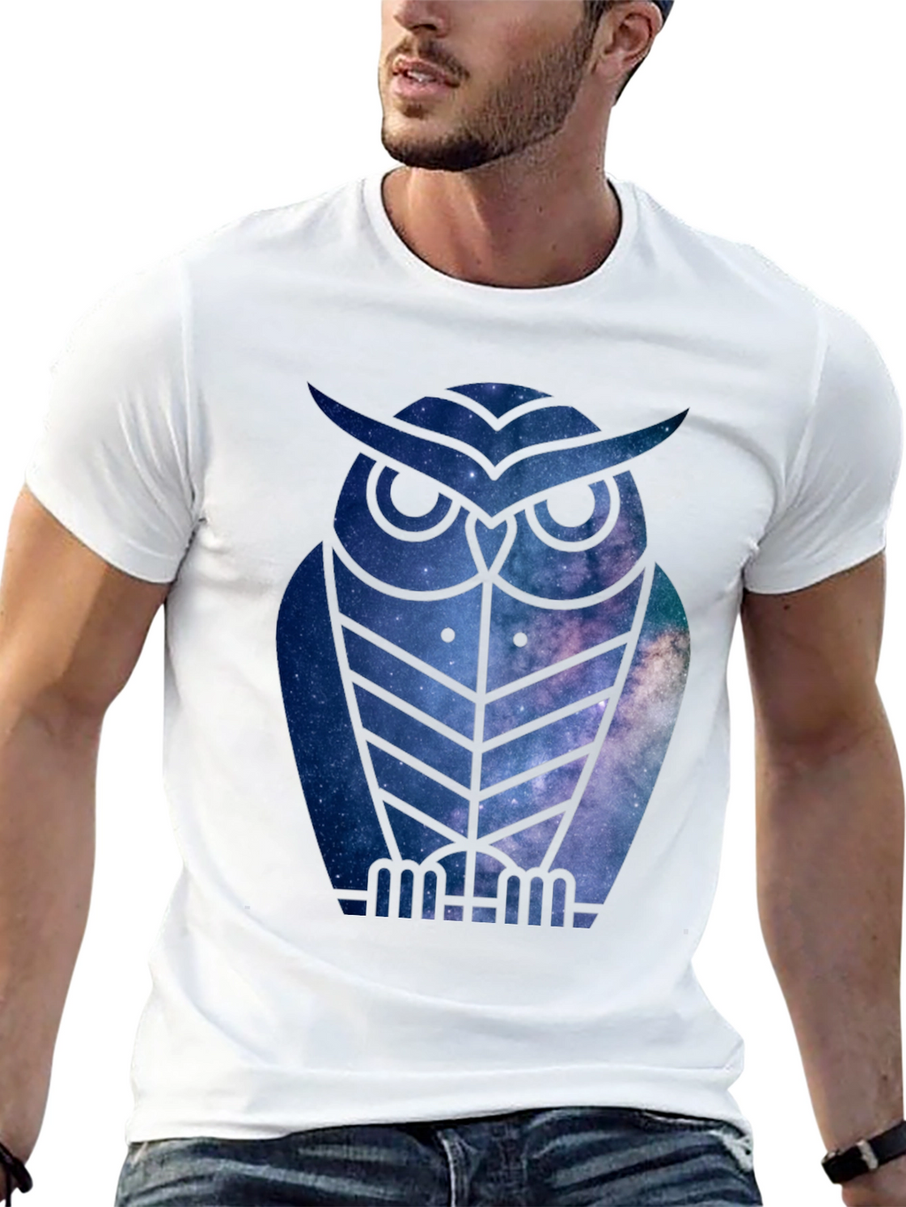Galaxy Owl T-Shirt - Mens Black Tee