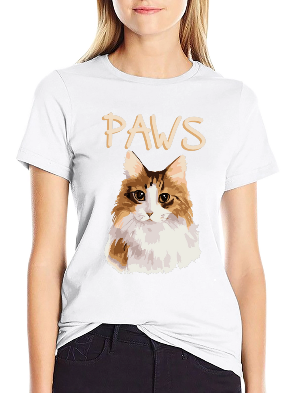 PAWS Cat T-Shirt - Fluffy Feline Graphic Tee