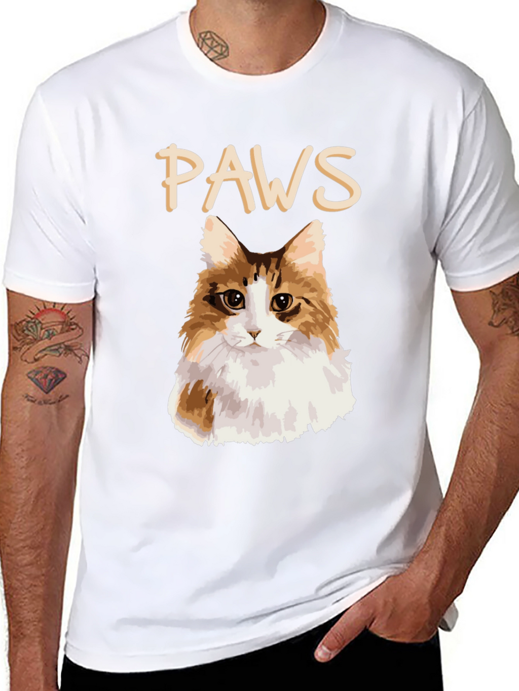 PAWS Cat T-Shirt - Fluffy Feline Graphic Tee