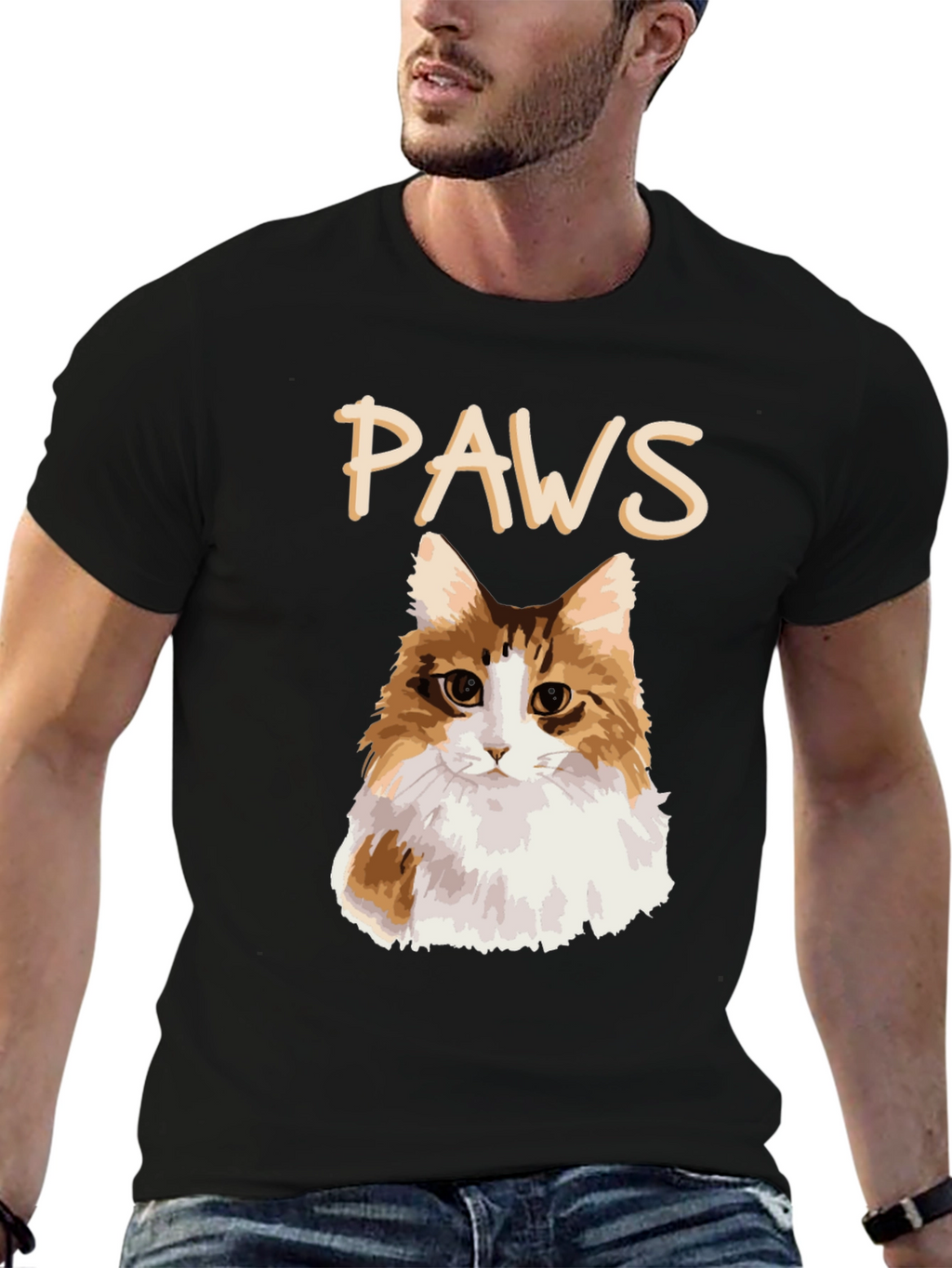 PAWS Cat T-Shirt - Fluffy Feline Graphic Tee