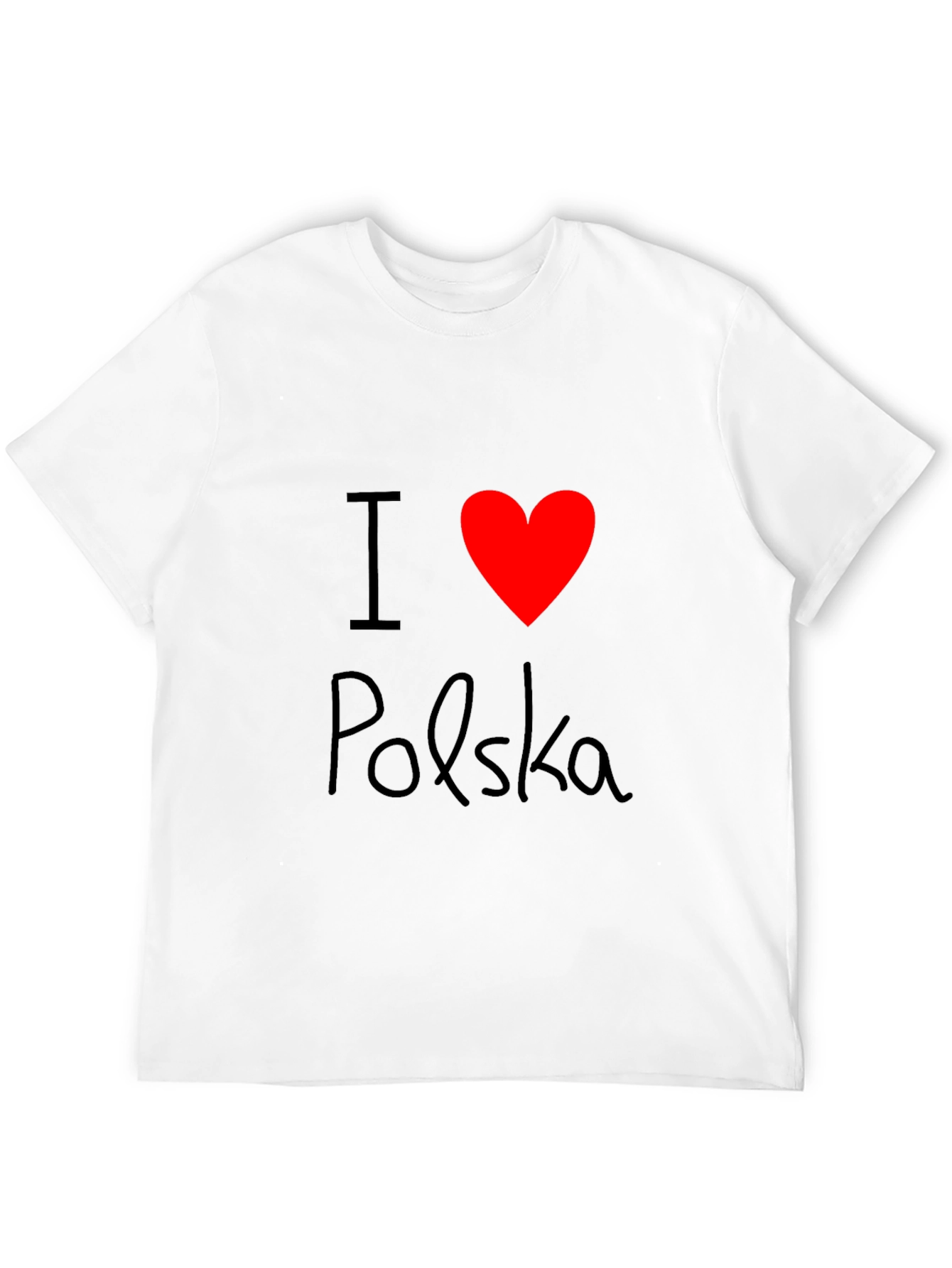 I Love Polska Graphic T-Shirt - Black Crew Neck Tee