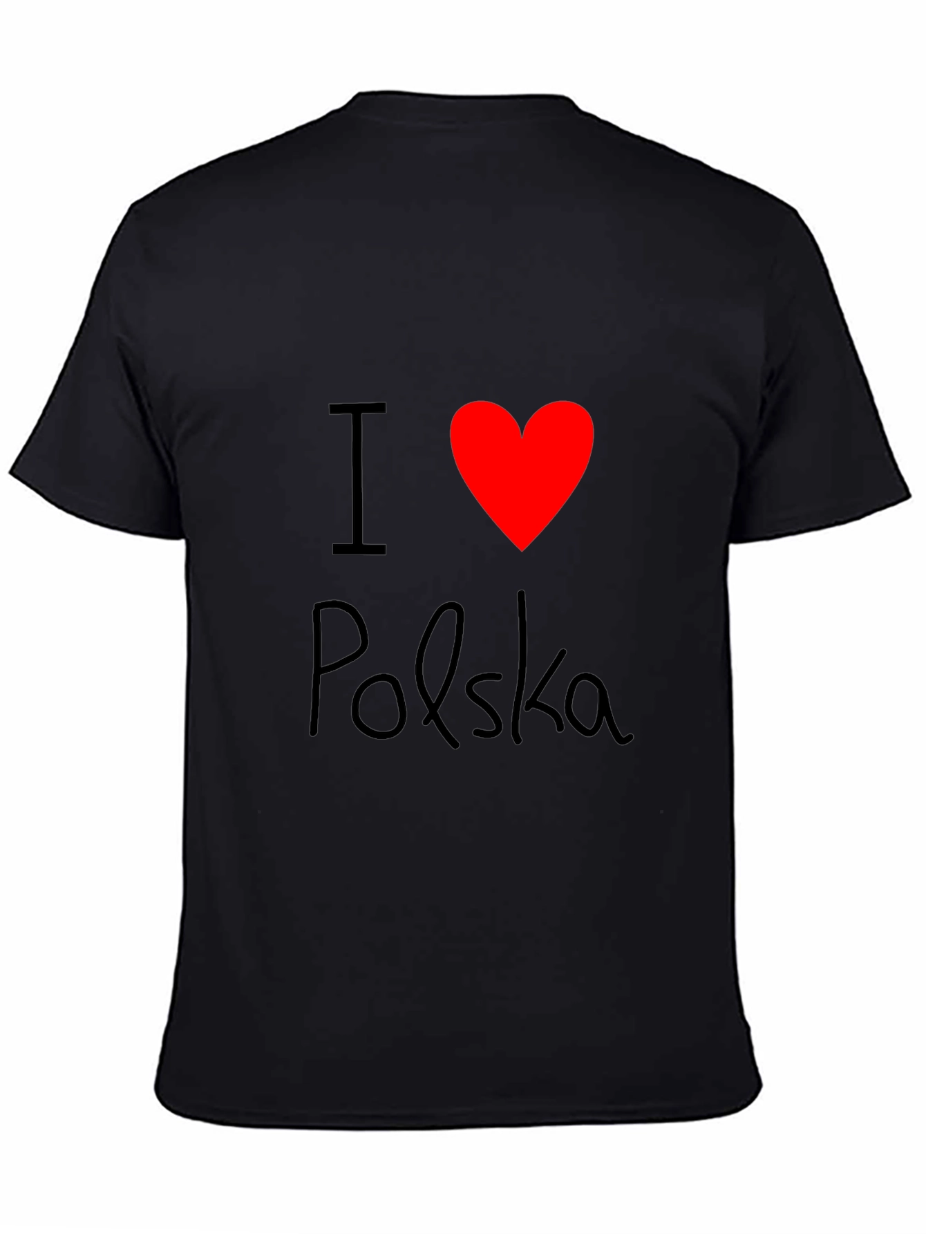 I Love Polska Graphic T-Shirt - Black Crew Neck Tee