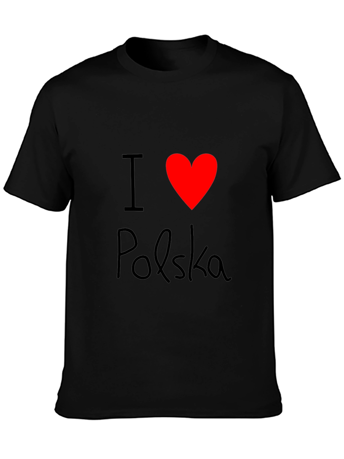 I Love Polska Graphic T-Shirt - Black Crew Neck Tee