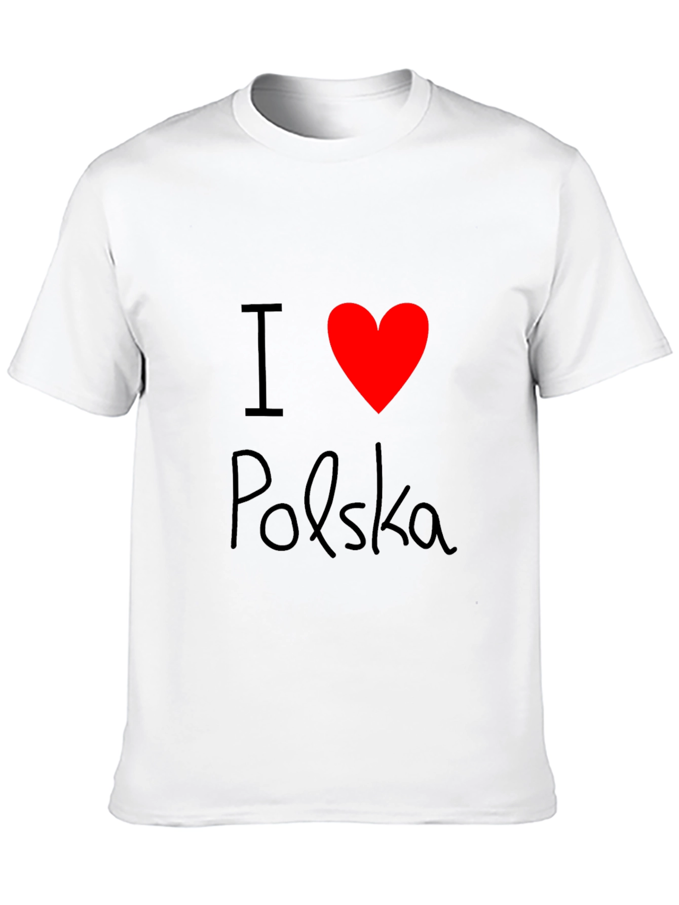 I Love Polska Graphic T-Shirt - Black Crew Neck Tee