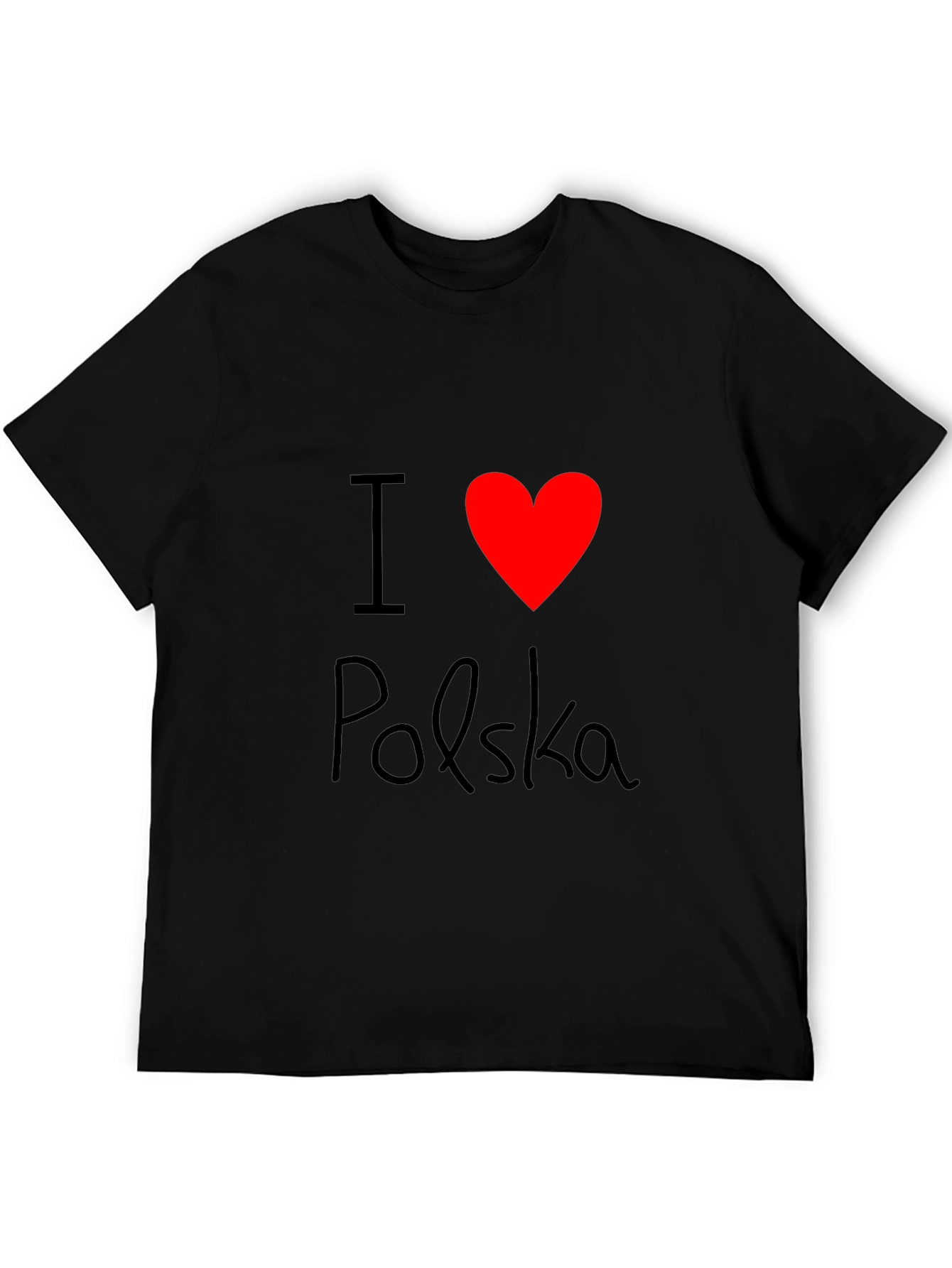 I Love Polska Graphic T-Shirt - Black Crew Neck Tee