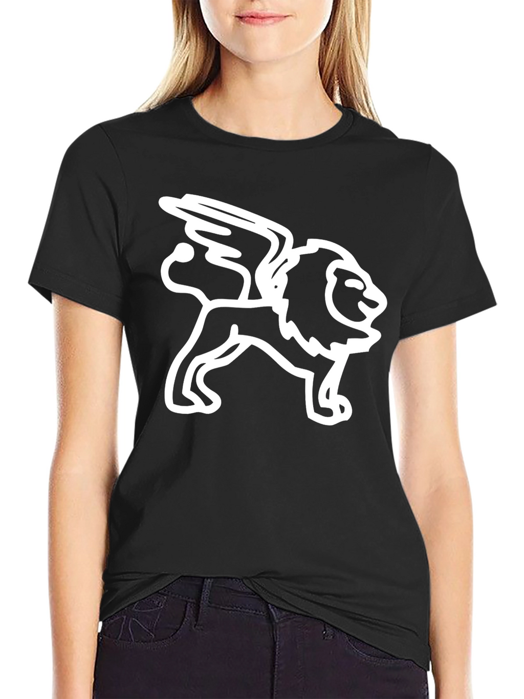Lion with Wings Black Graphic Tee