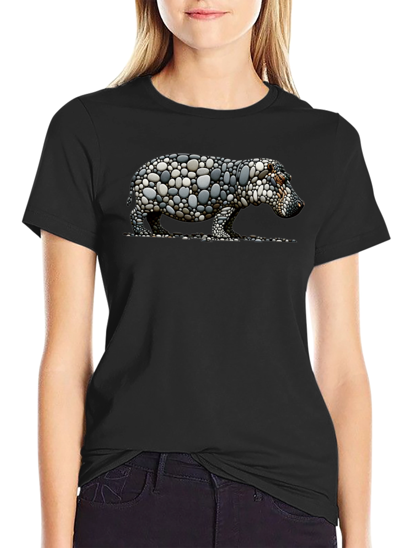 Stone Hippo Graphic Tee - Unique Design