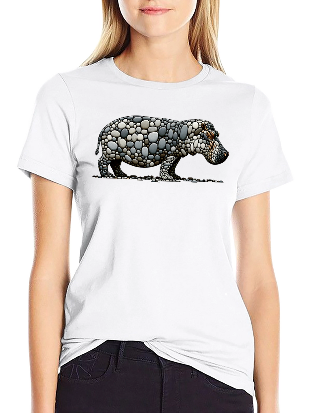 Stone Hippo Graphic Tee - Unique Design