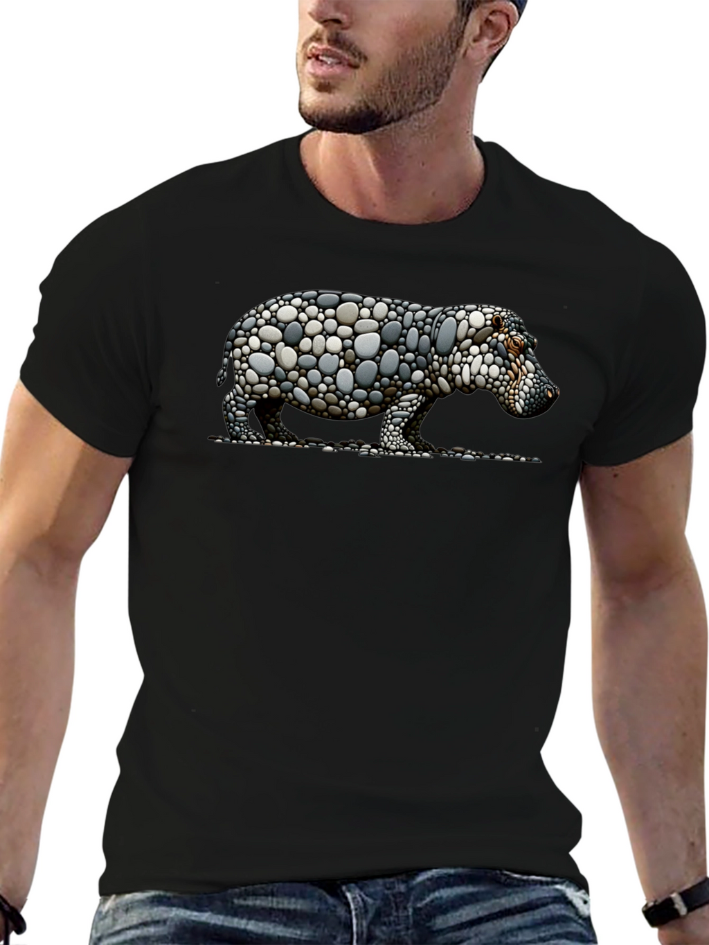 Stone Hippo Graphic Tee - Unique Design