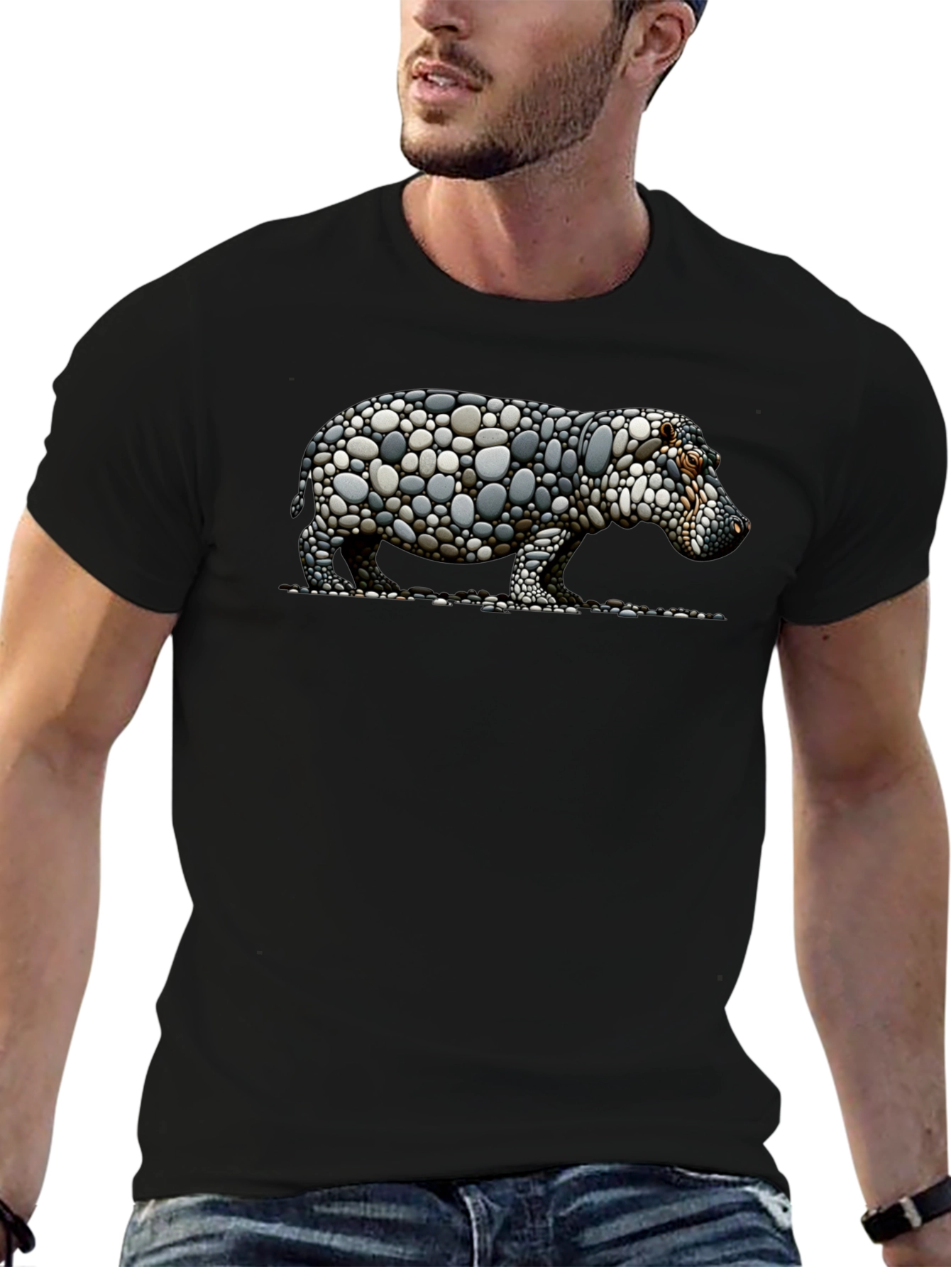 Stone Hippo Graphic Tee - Unique Design