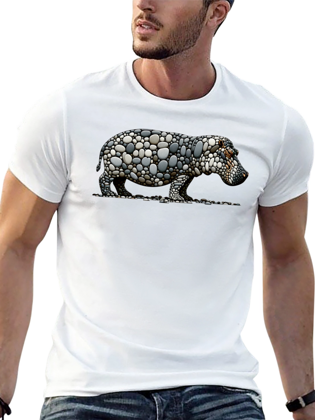 Stone Hippo Graphic Tee - Unique Design