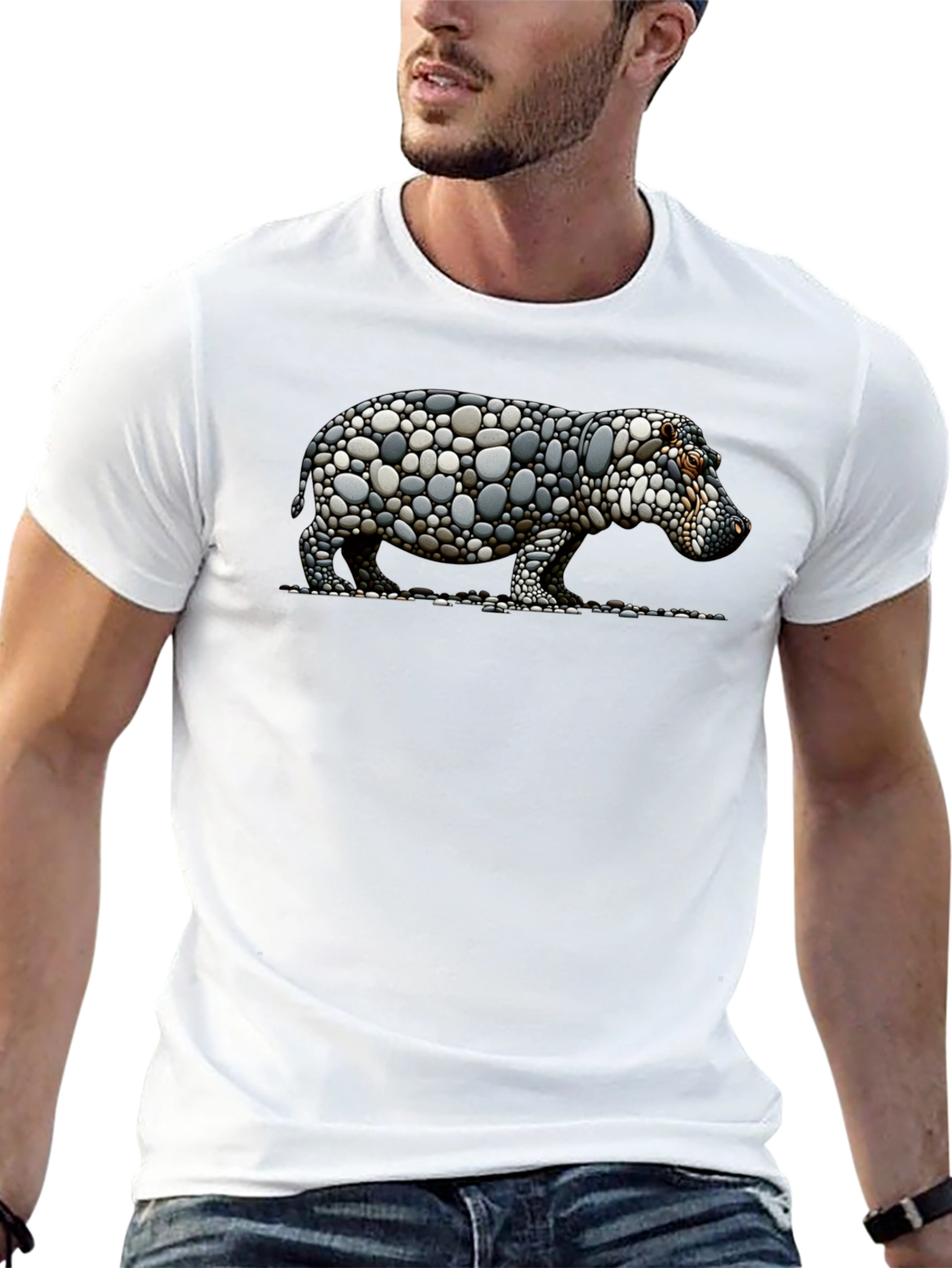 Stone Hippo Graphic Tee - Unique Design