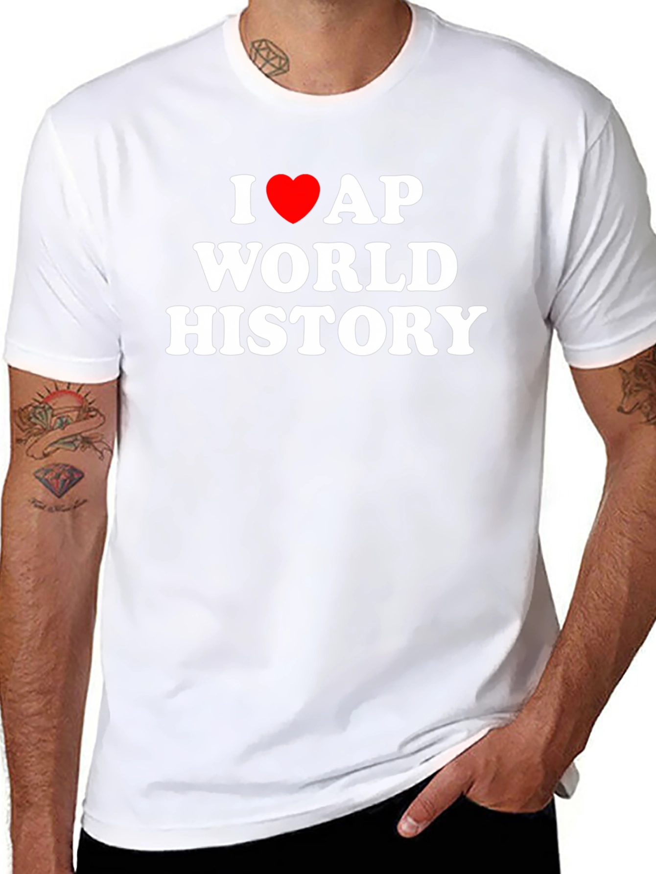 I Love AP World History Black T-Shirt