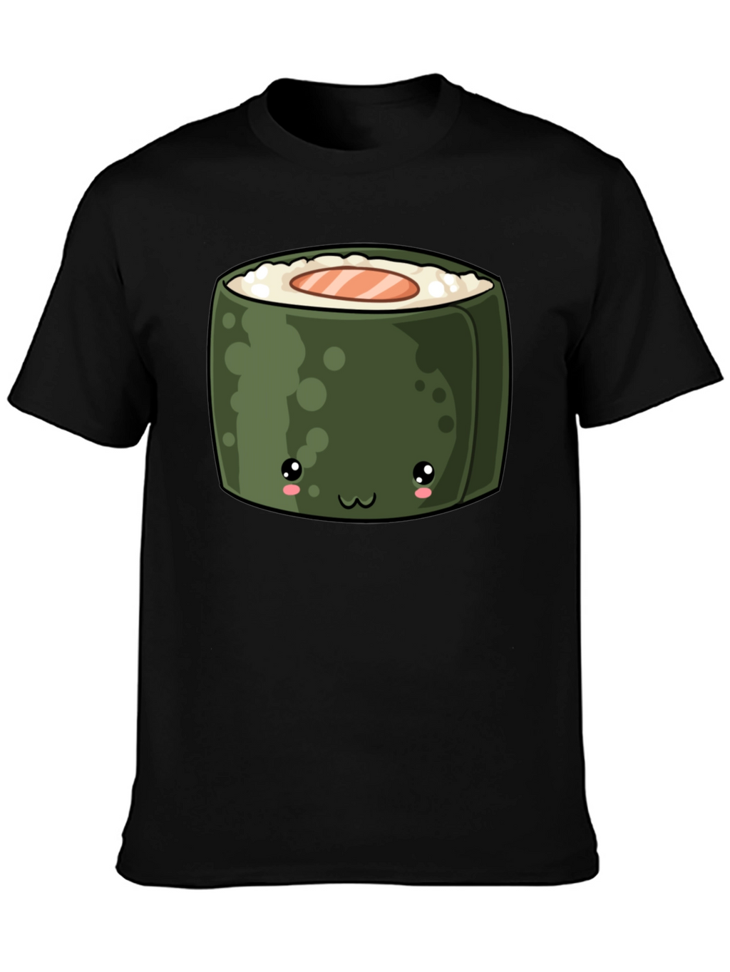 Kawaii Sushi Roll Graphic T-Shirt - Unisex Black Tee