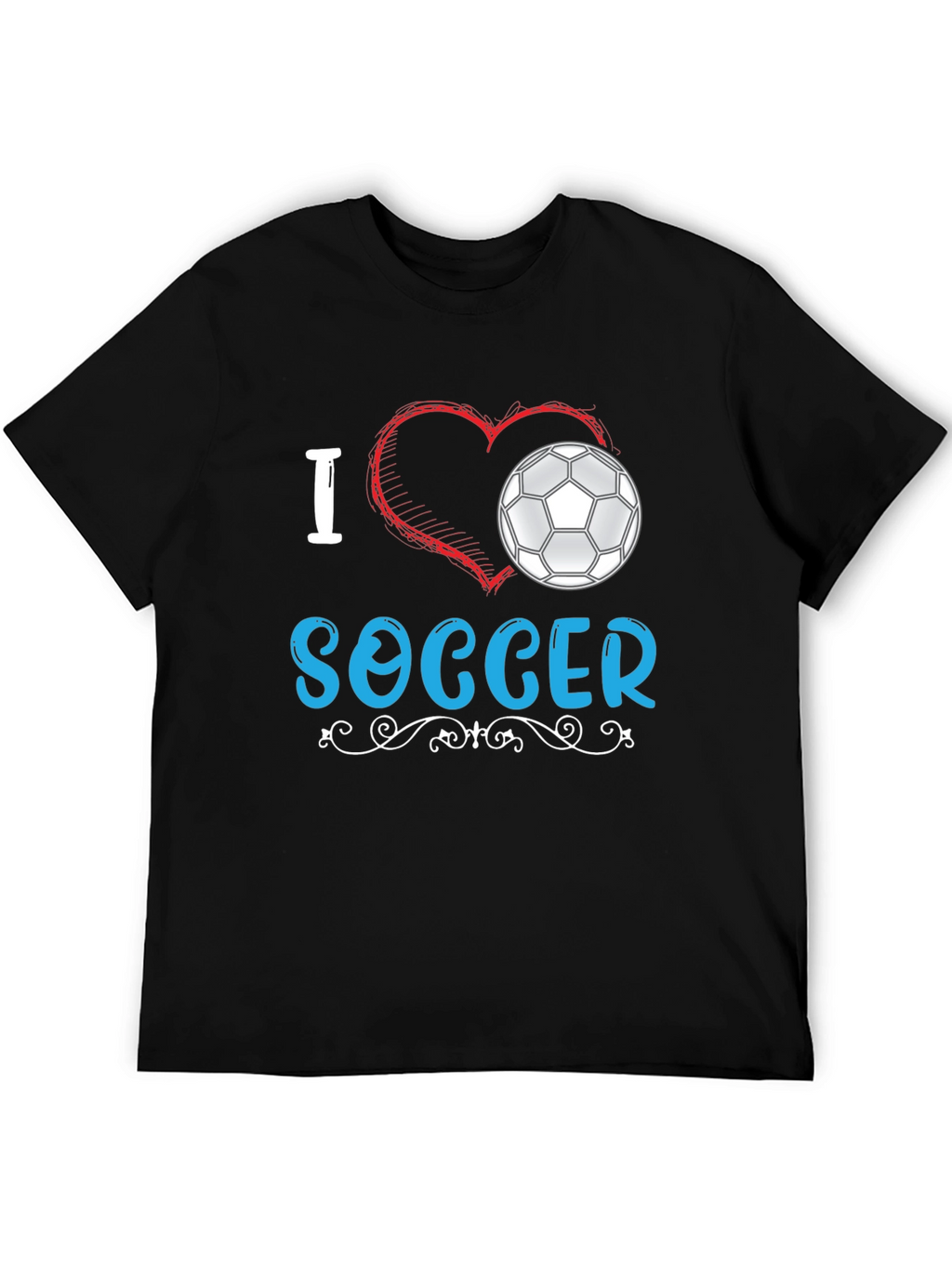 I Love Soccer Graphic Tee - Black Cotton T-Shirt