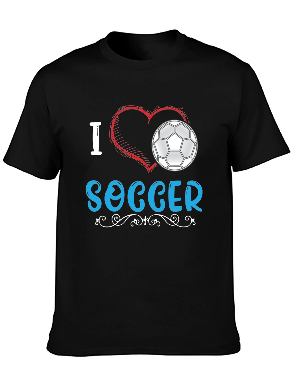 I Love Soccer Graphic Tee - Black Cotton T-Shirt