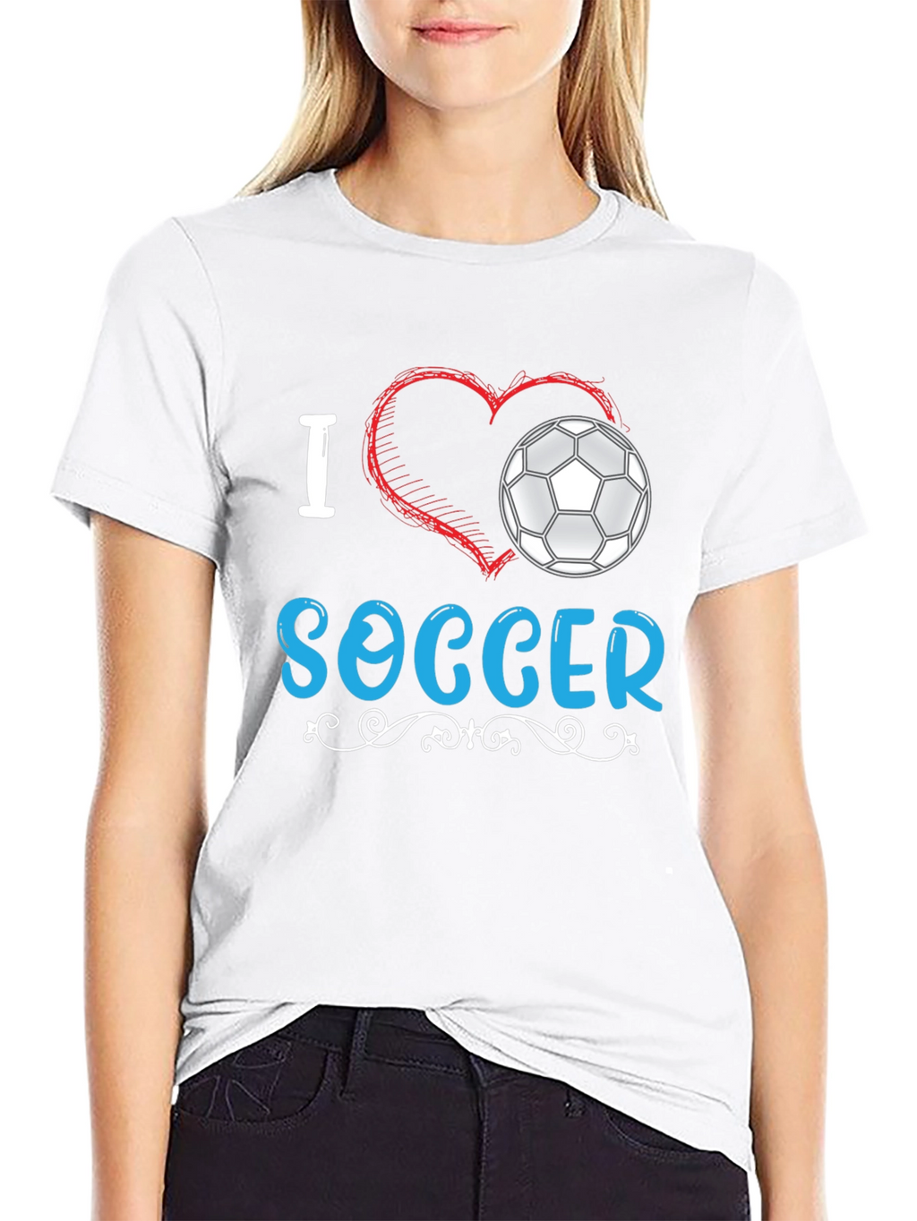 I Love Soccer Graphic Tee - Black Cotton T-Shirt