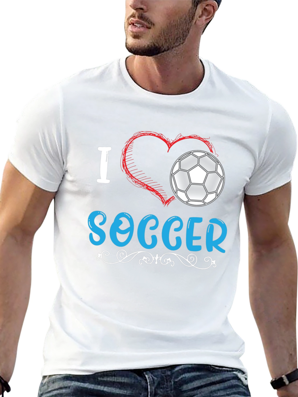 I Love Soccer Graphic Tee - Black Cotton T-Shirt