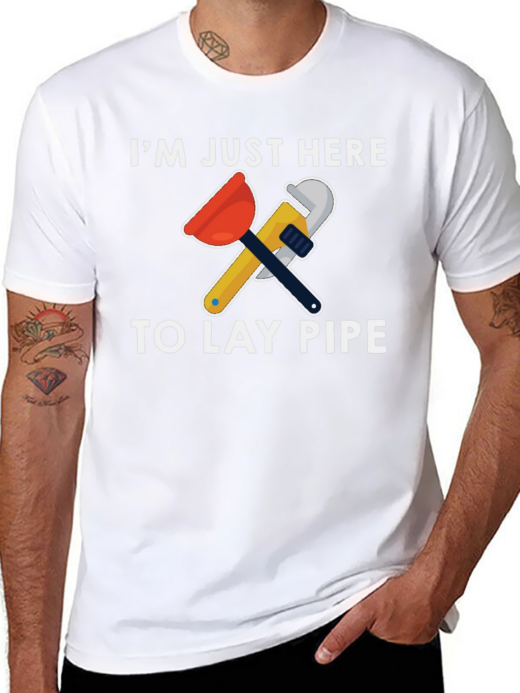 Plumber Humor T-Shirt - Lay Pipe Design