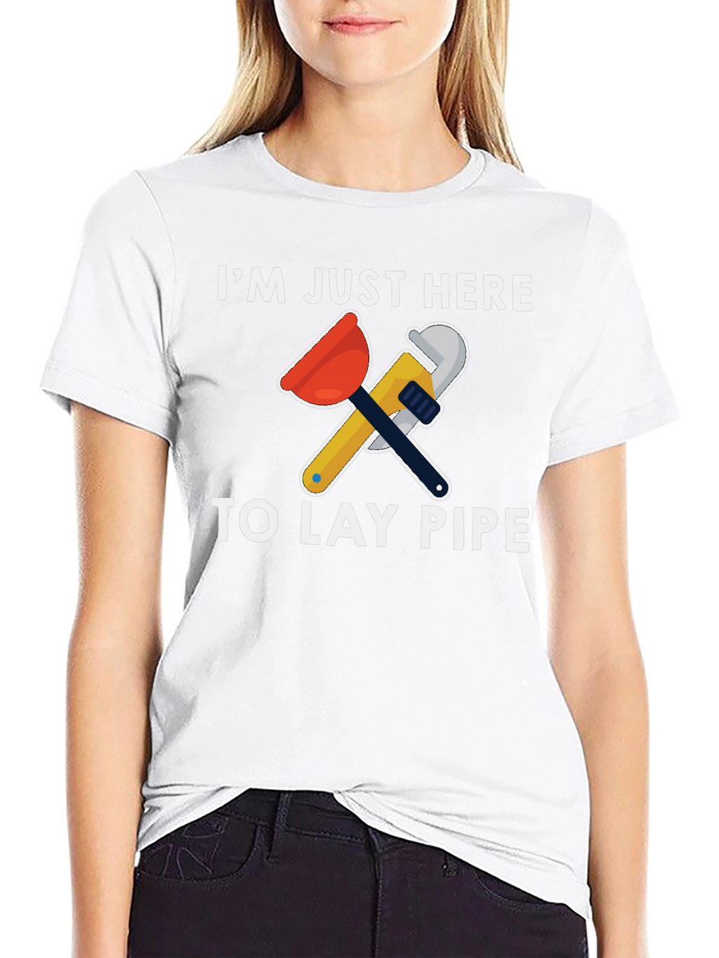 Plumber Humor T-Shirt - Lay Pipe Design