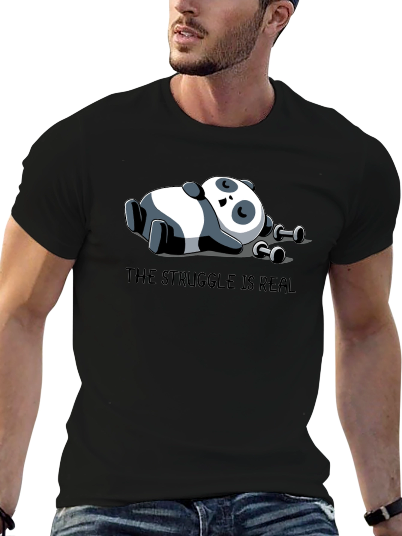 Lazy Panda Workout T-Shirt - The Struggle is Real Tee