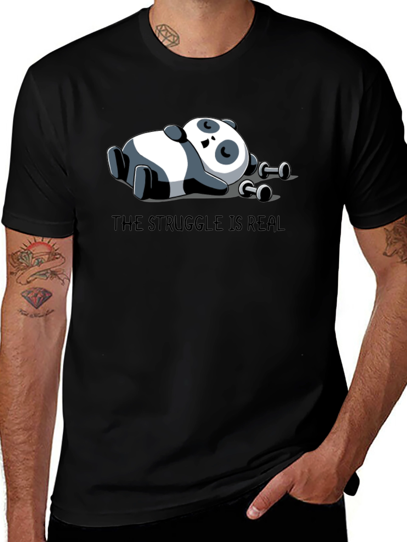 Lazy Panda Workout T-Shirt - The Struggle is Real Tee
