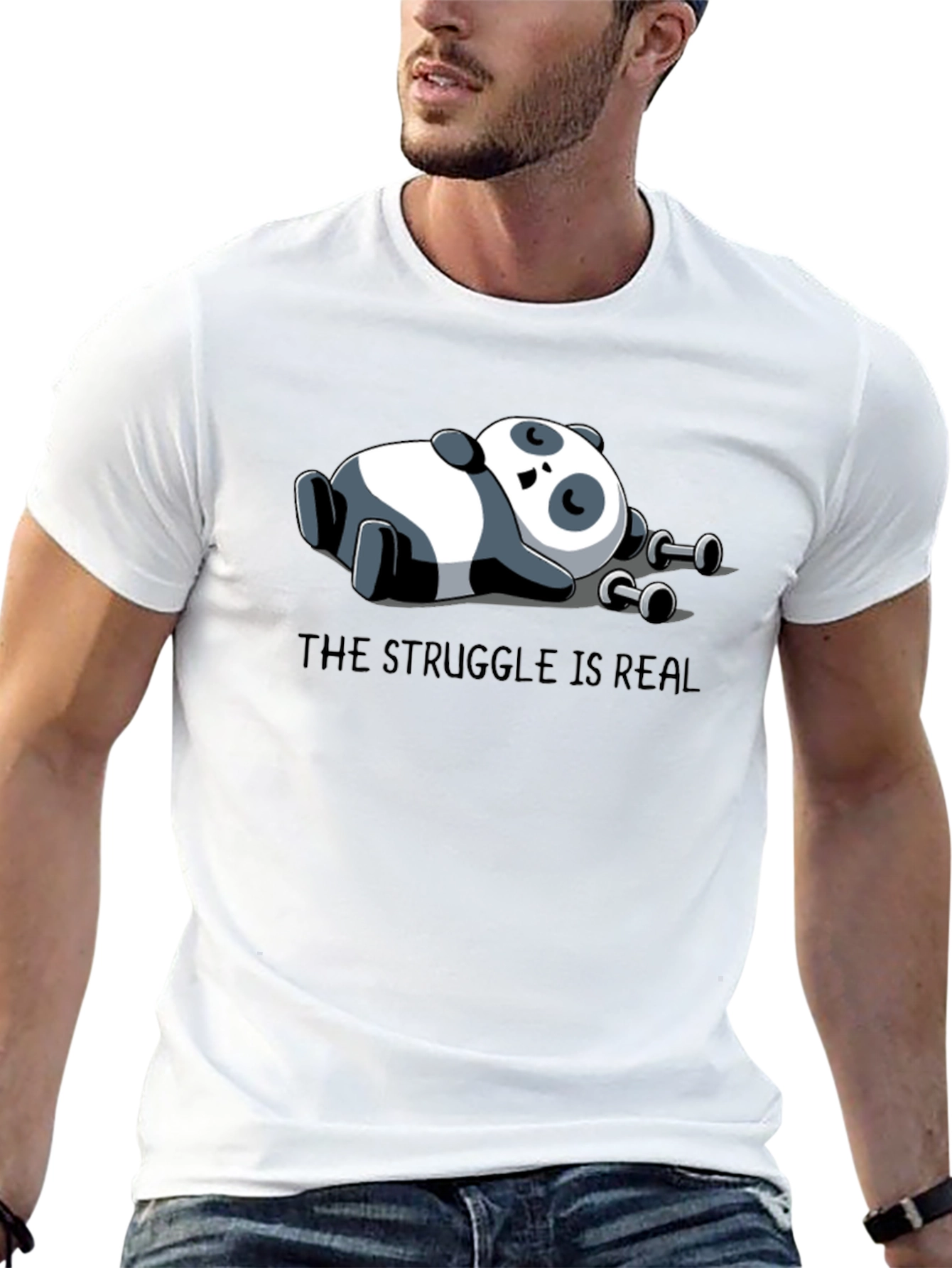 Lazy Panda Workout T-Shirt - The Struggle is Real Tee