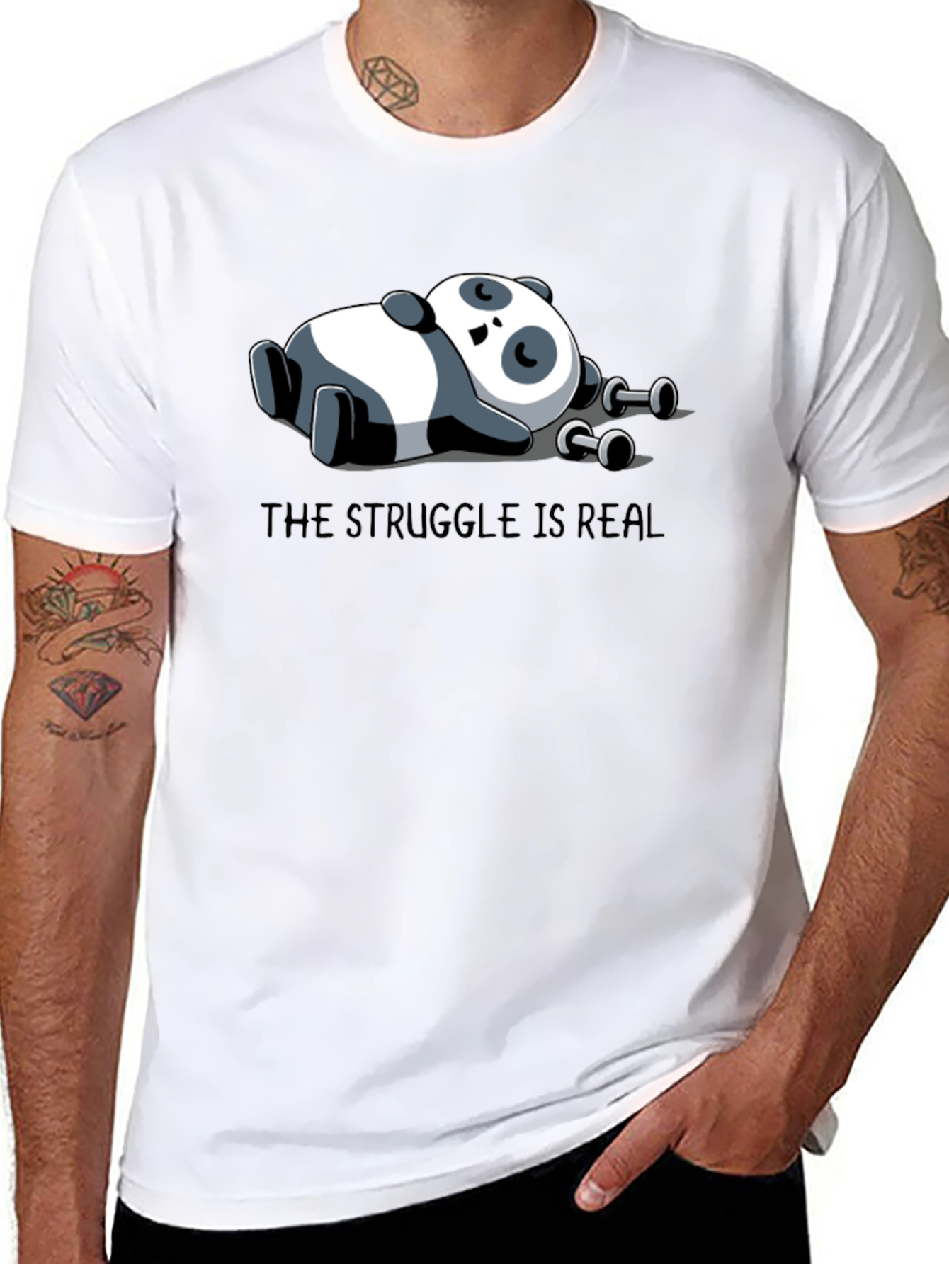Lazy Panda Workout T-Shirt - The Struggle is Real Tee