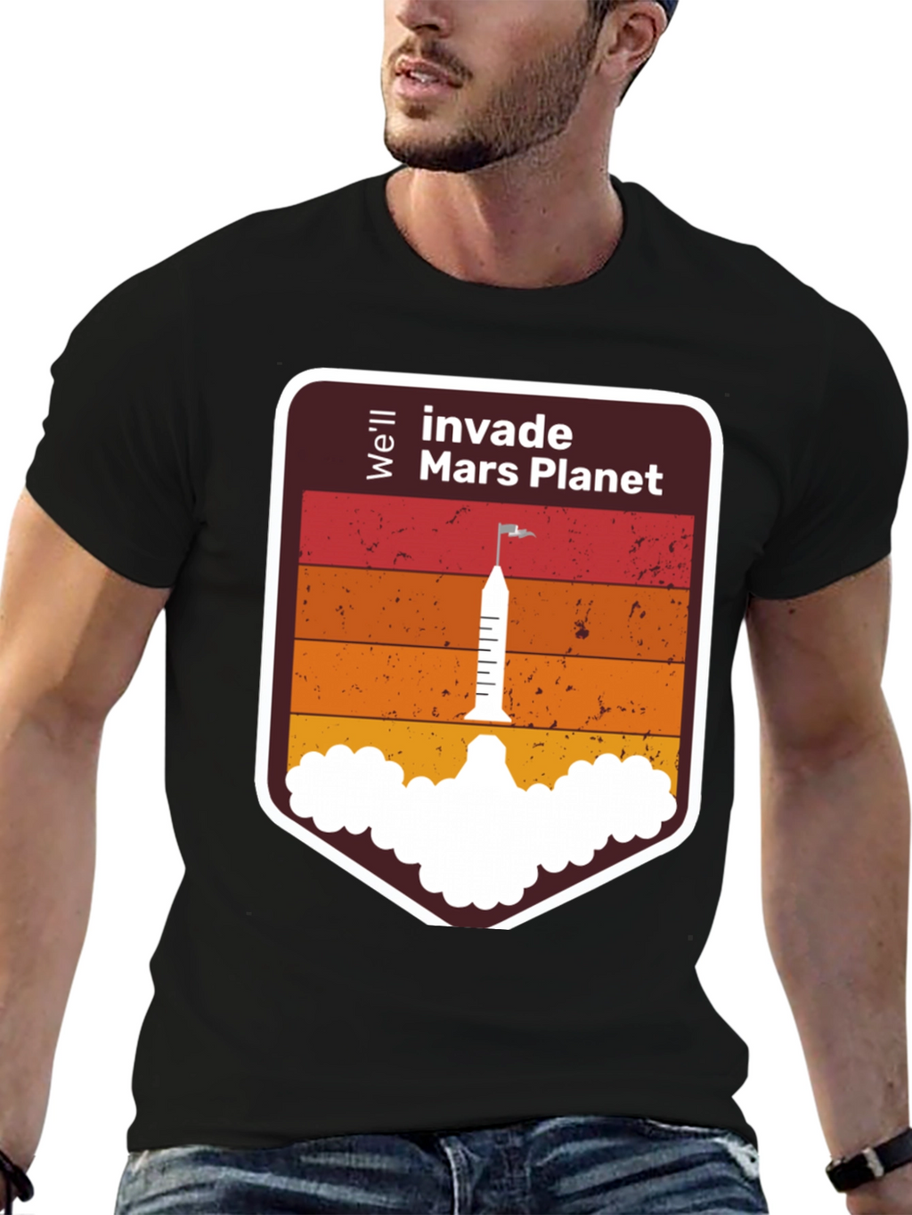 Invade Mars Planet Graphic T-Shirt
