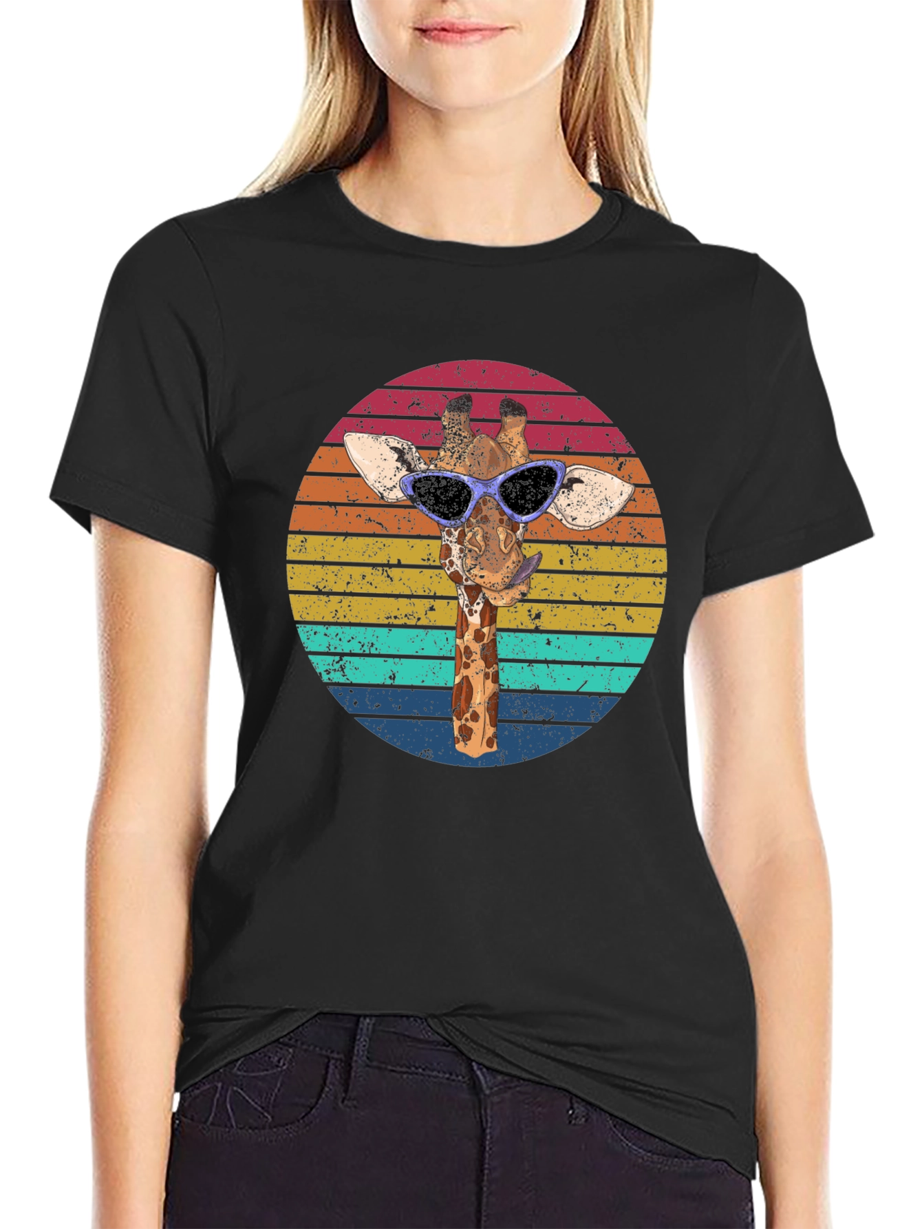 Retro Giraffe Sunglasses Graphic Tee