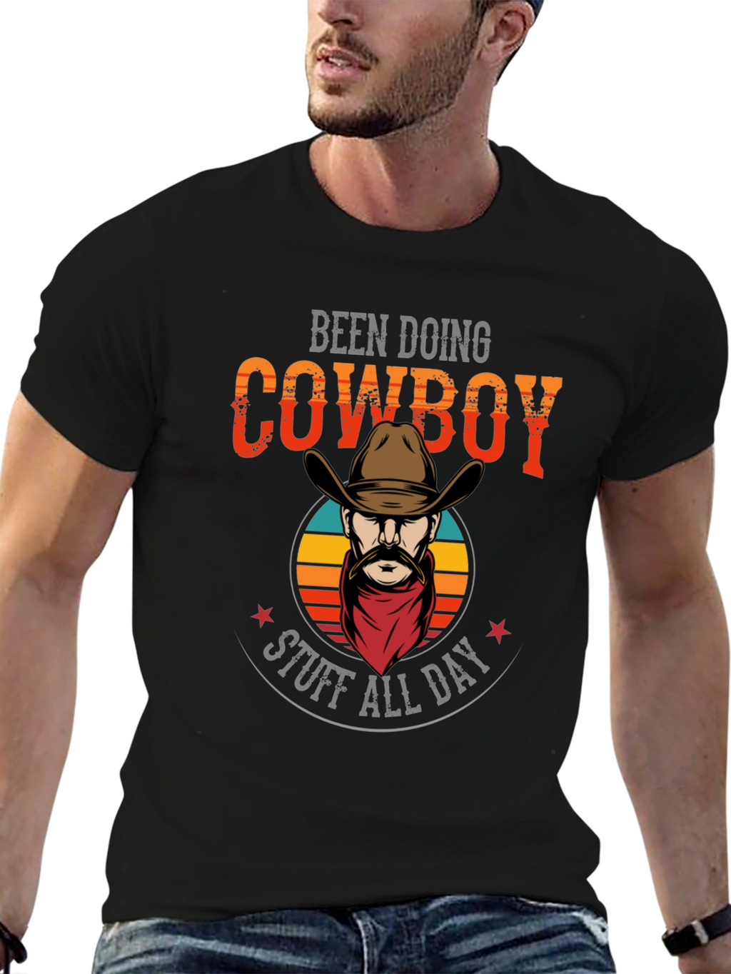 Cowboy Stuff All Day Black Graphic Tee