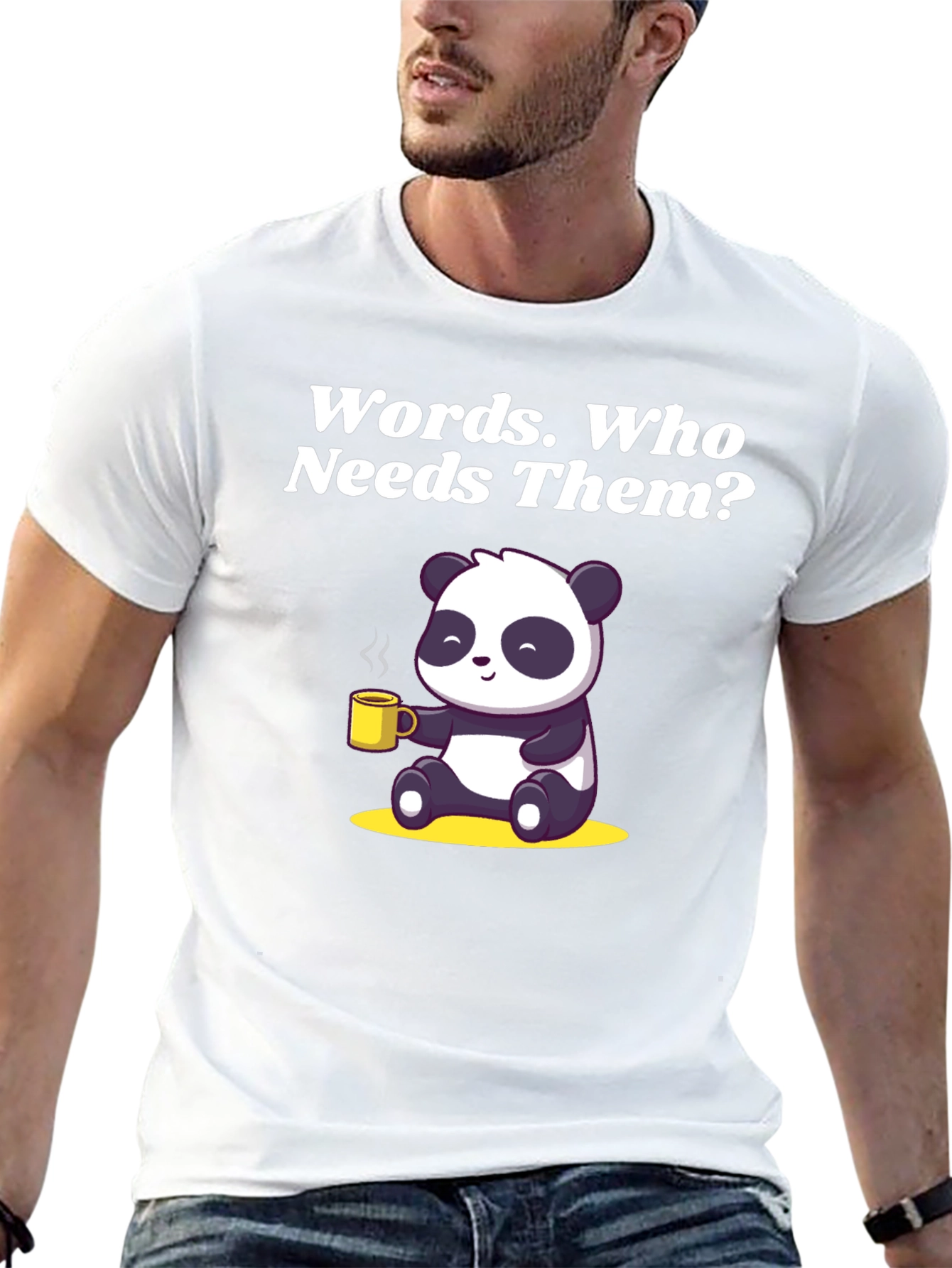 Funny Panda T-Shirt: Words Who Needs Them?