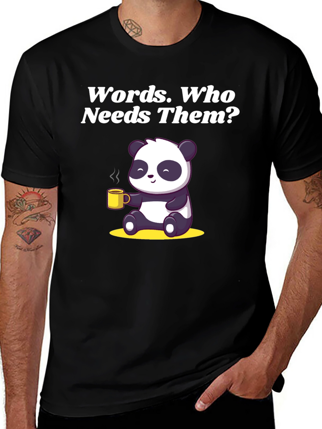 Funny Panda T-Shirt: Words Who Needs Them?