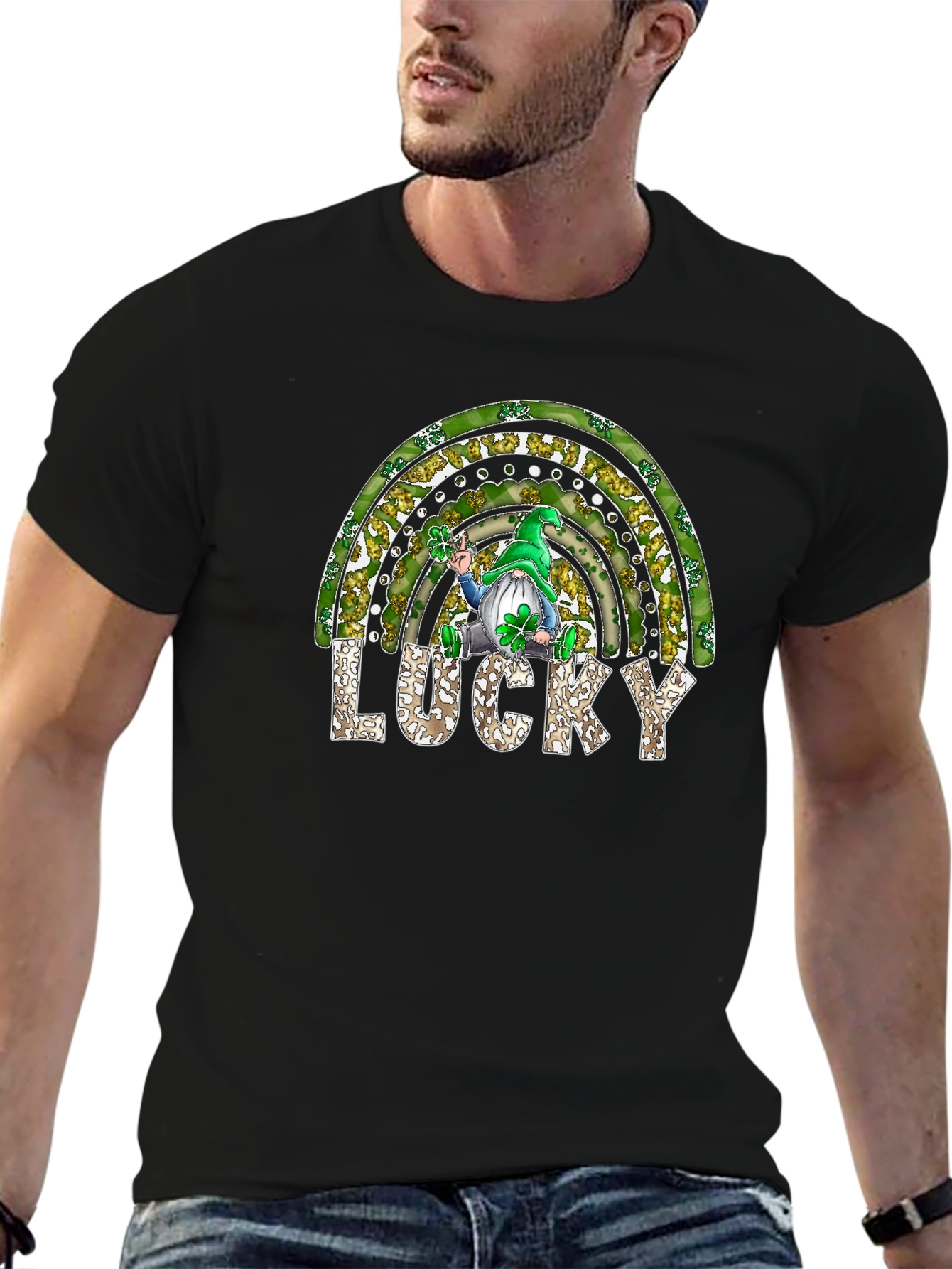 Lucky St. Patricks Day Rainbow Gnome T-Shirt