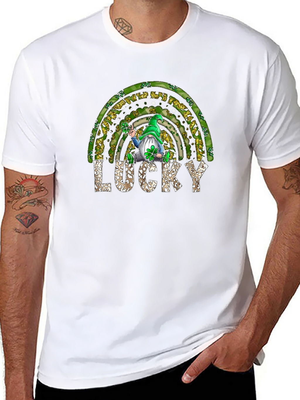 Lucky St. Patricks Day Rainbow Gnome T-Shirt