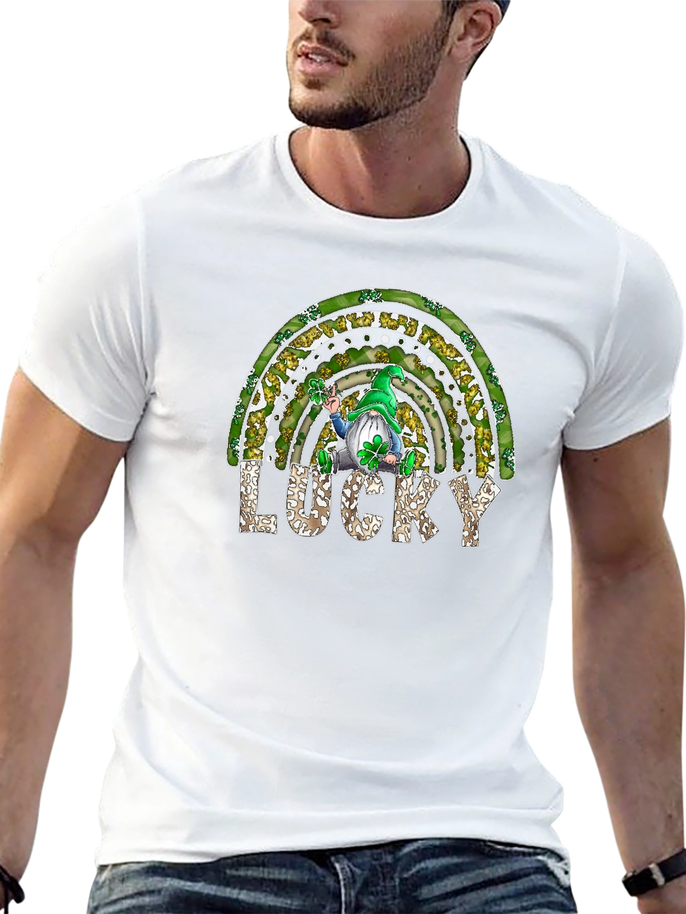 Lucky St. Patricks Day Rainbow Gnome T-Shirt