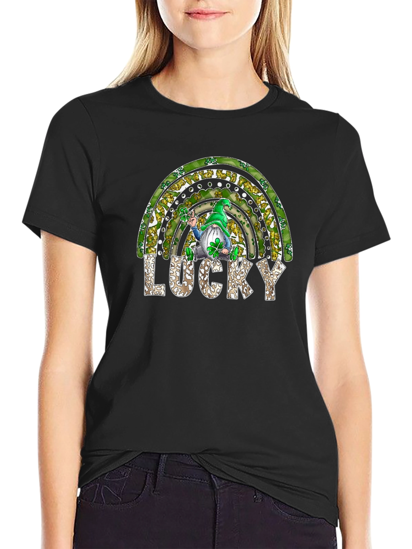 Lucky St. Patricks Day Rainbow Gnome T-Shirt