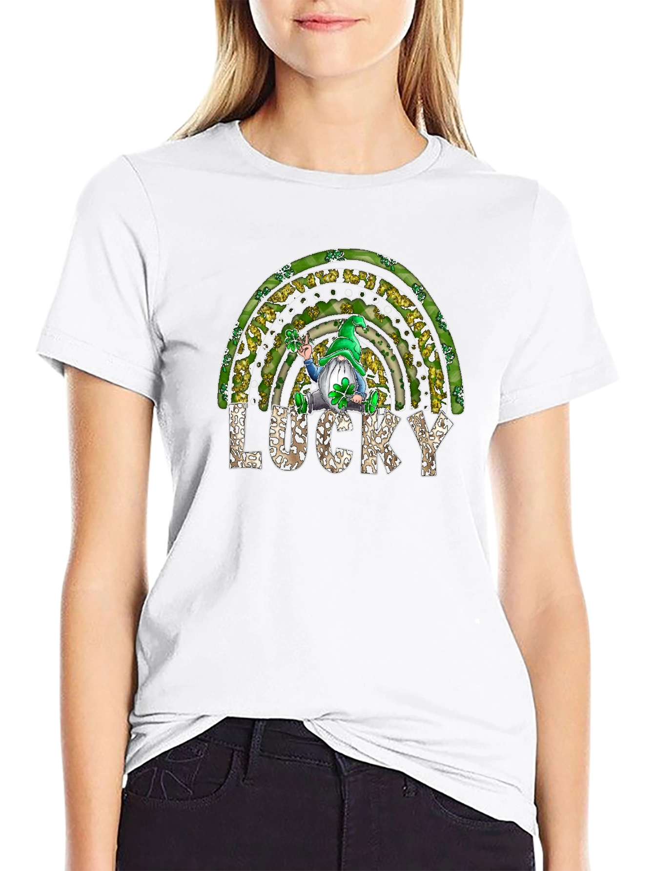 Lucky St. Patricks Day Rainbow Gnome T-Shirt