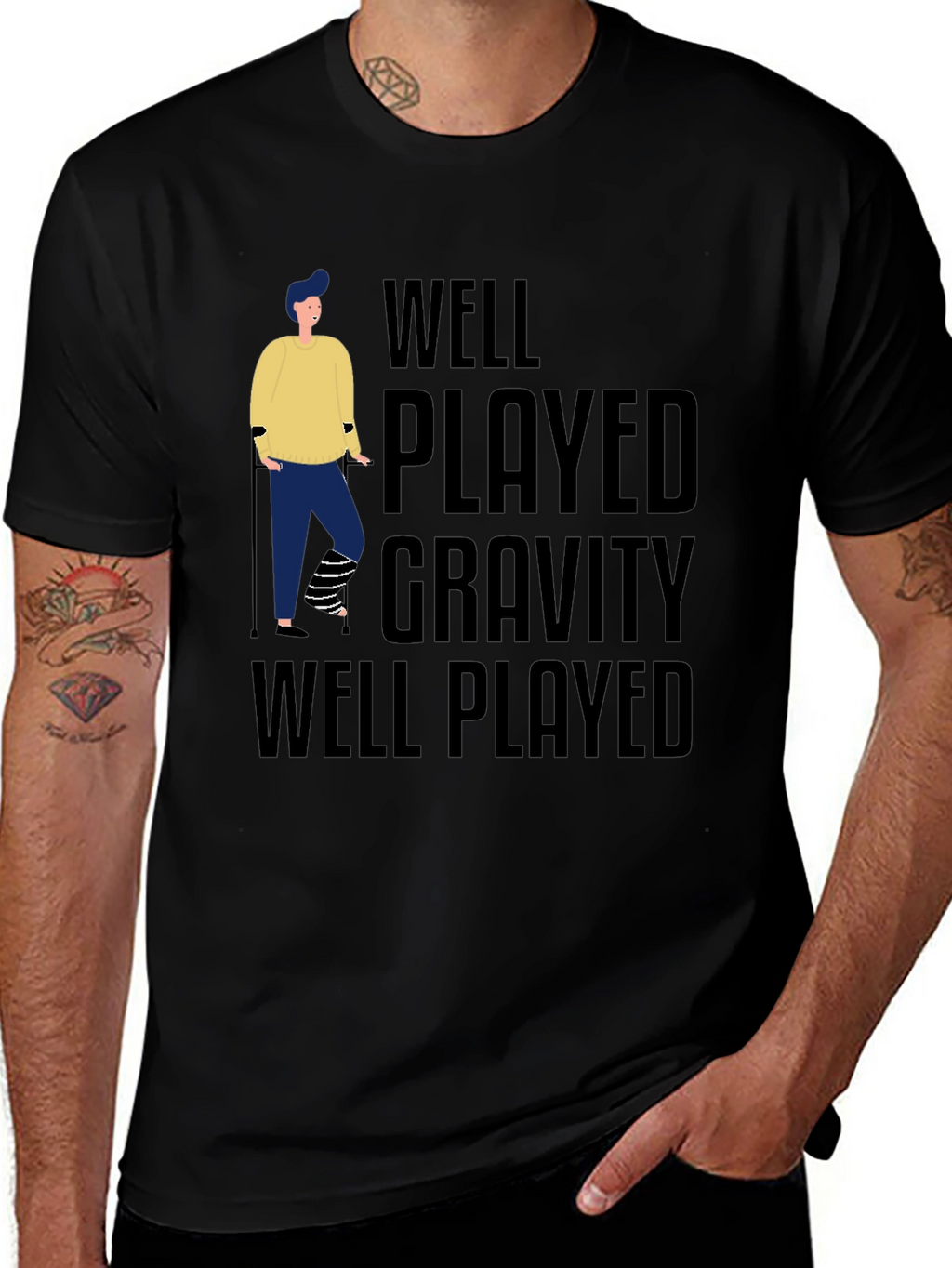 Well Played Gravity T-Shirt Funny Injury Tee