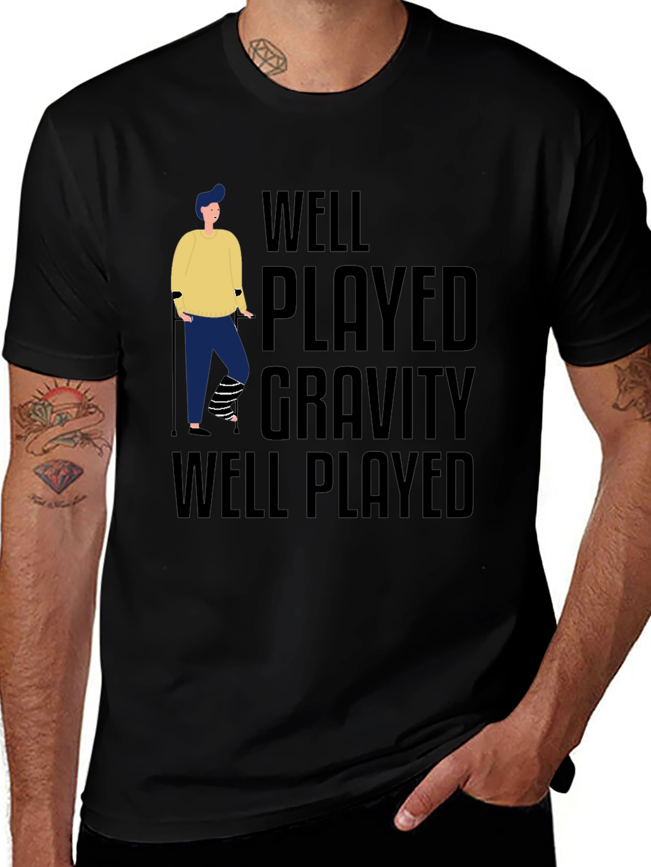 Well Played Gravity T-Shirt Funny Injury Tee