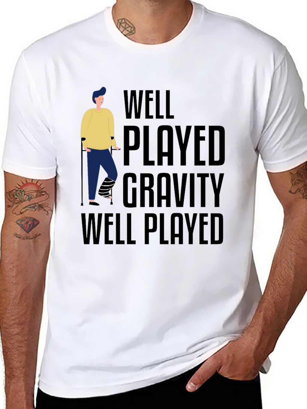 Well Played Gravity T-Shirt Funny Injury Tee