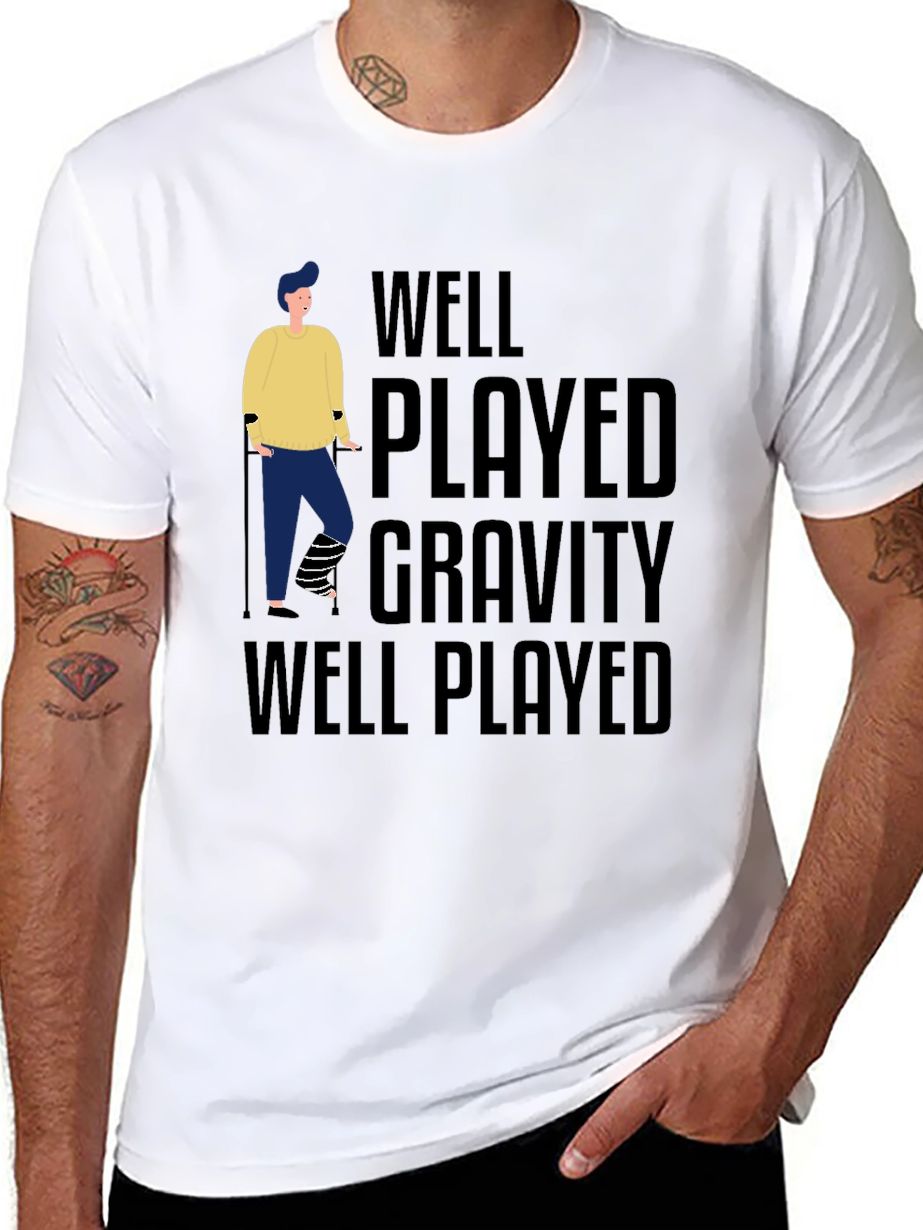 Well Played Gravity T-Shirt Funny Injury Tee