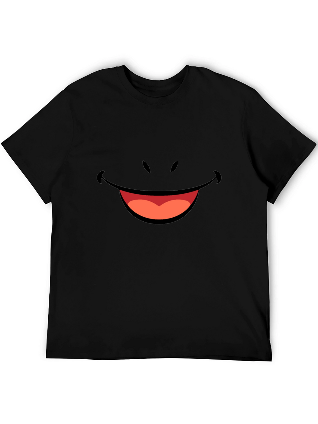 Smiley Face Graphic Tee - Black Cotton T-Shirt