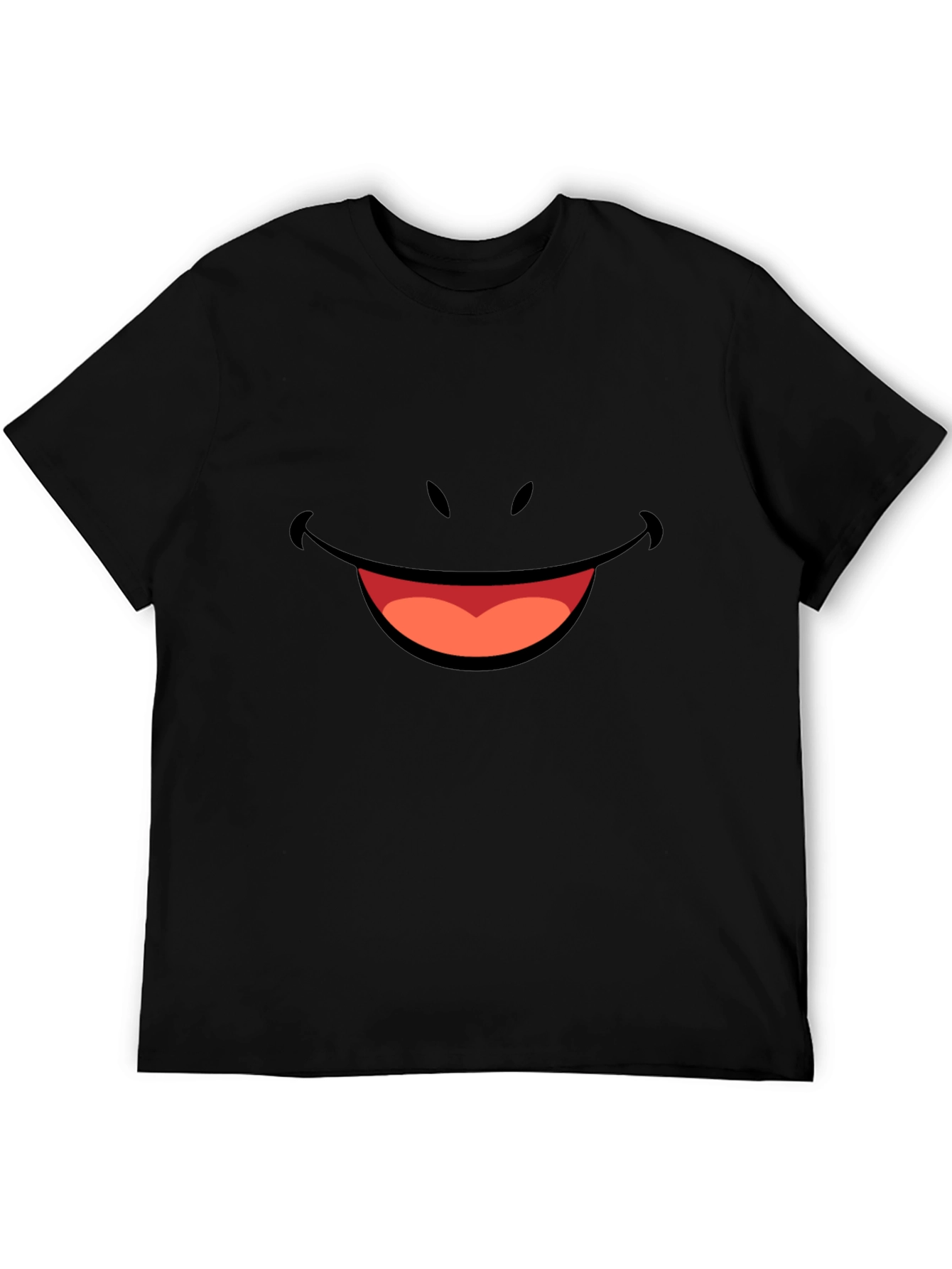 Smiley Face Graphic Tee - Black Cotton T-Shirt