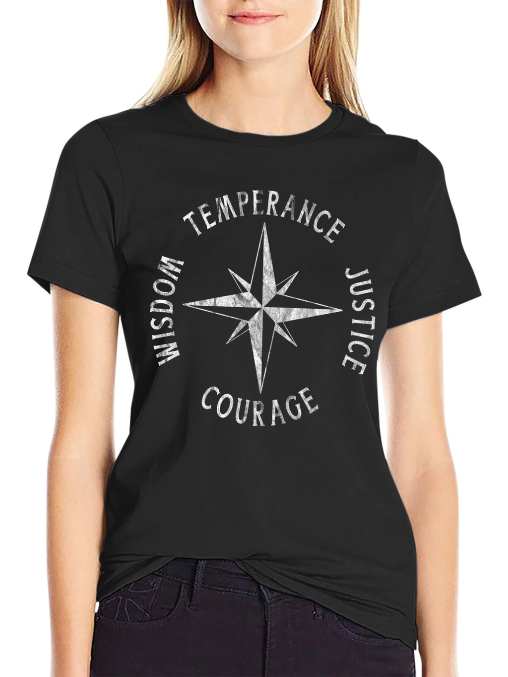 Virtues Compass T-Shirt - Wisdom Justice Courage
