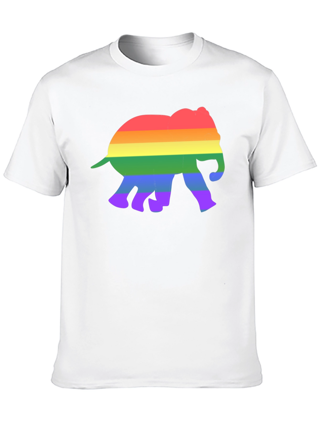Rainbow Elephant Graphic Tee - Black Cotton T-Shirt