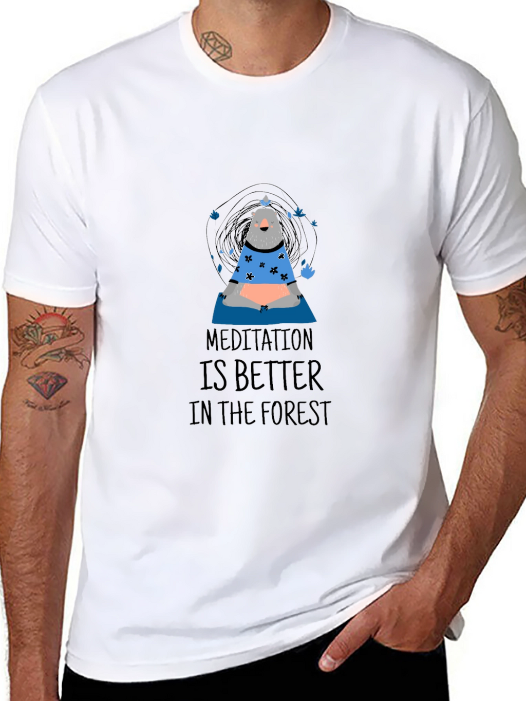 Meditation Bear Graphic T-Shirt
