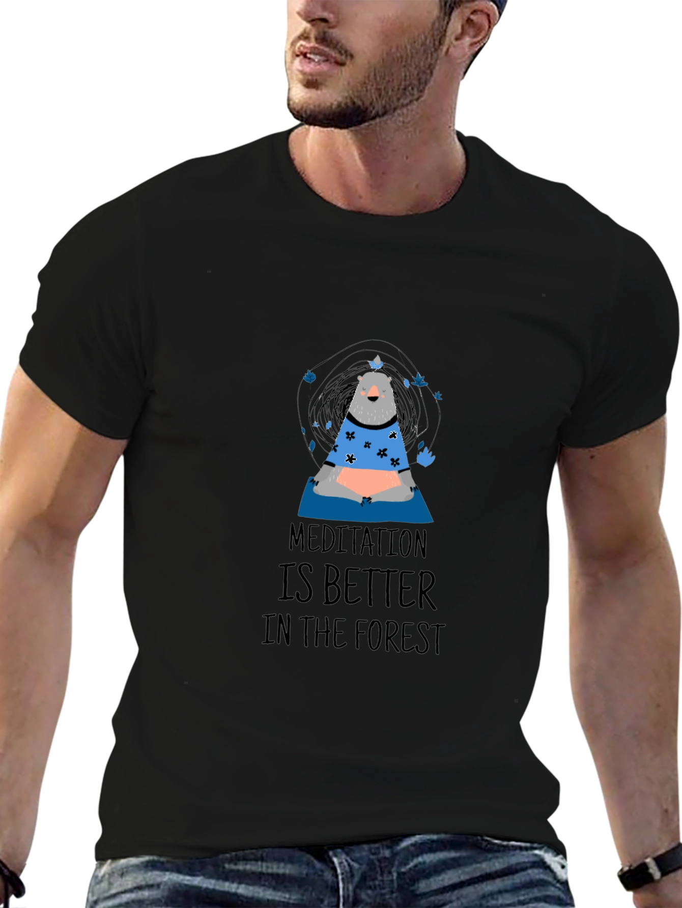 Meditation Bear Graphic T-Shirt