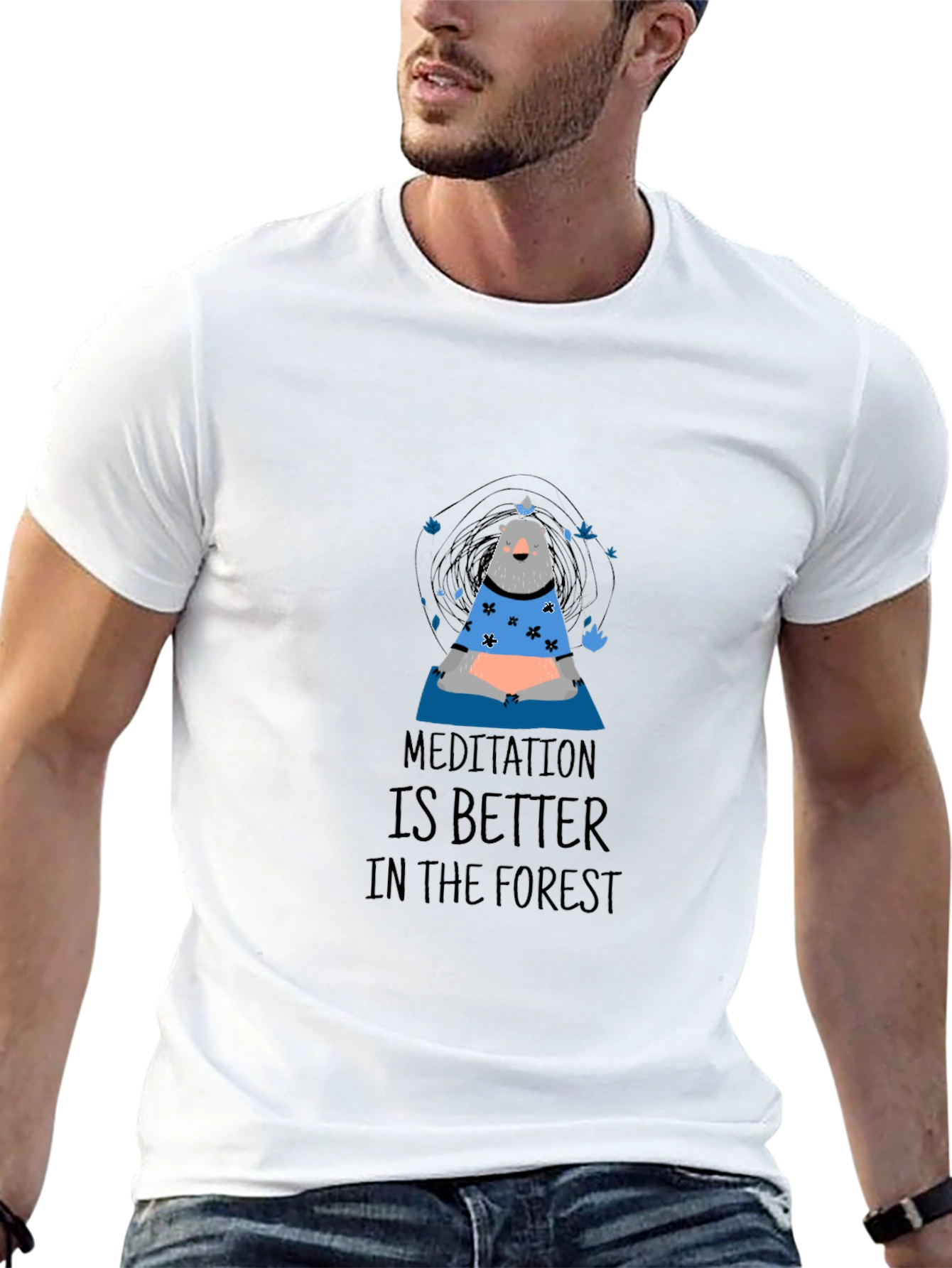 Meditation Bear Graphic T-Shirt